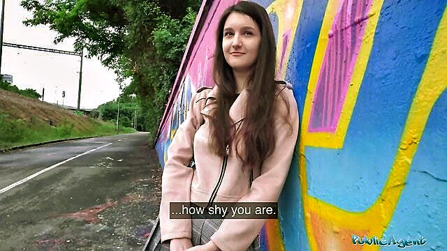 public agent very cute and real college brunette 19yrs teen art student with natural tits studies a strangers big dick outdoors in exchange for cash : Fake Hub