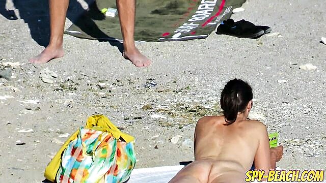 hidden cam, beach voyeur, nude beach - spy cam captures nude milfs at public beach for voyeuristic pleasure