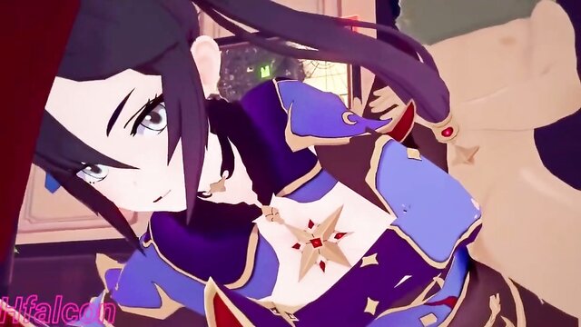 cartoon, toys, pov - genshin impact hentai babes unite for wild group action
