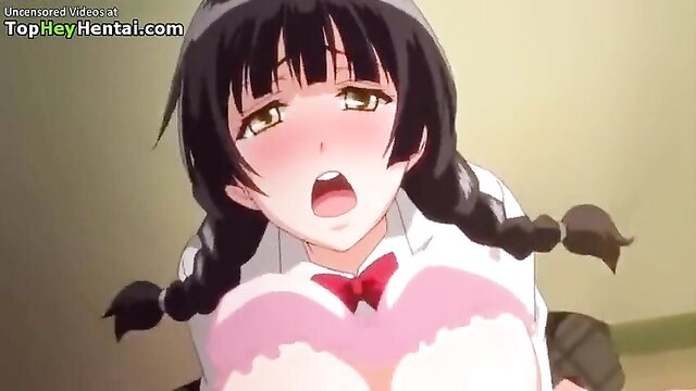 busty teen gets creampie from old teacher in anime hentai video : Ts