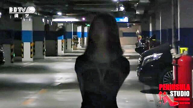 fetish, bdsm, asian - naive chinese lass wanders around parking lot while restrained in bdsm video   jav uncensored