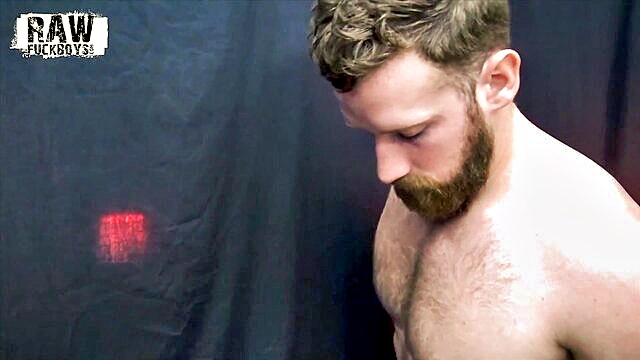 anal, gay, blowjob - young man with blindfold experiences intense anal and throat fuck from a well endowed otter jock