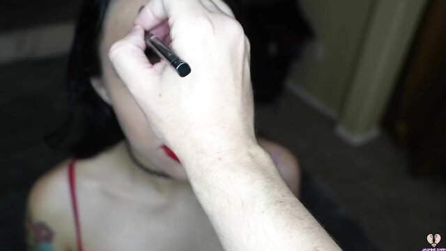 Jasmine Dark - tattooed barbies filler filled blowjob Jasmine Dark