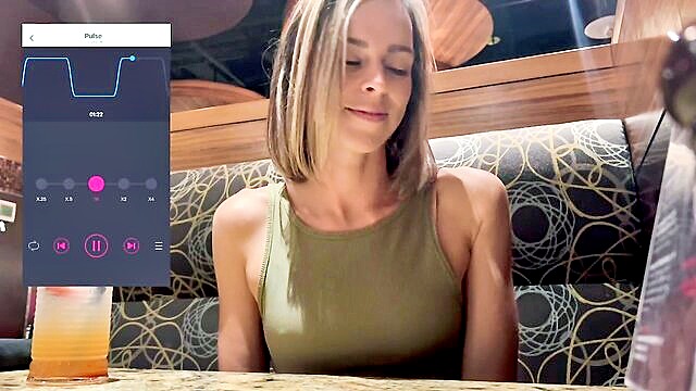 intense orgasm in a public eatery with a lush vibrating sex toy : Brazzers