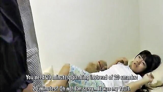 caning, f/m spanking, f/f spanking - ichigo punished for bedwetting in a bdsm video by a strict mom