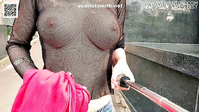 big tits, fetish, amateur - public teasing with falso boobs in a cemetery