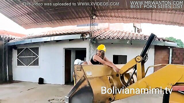 squirting, latina, ass - latina fulfills fantasy of being penetrated by construction machinery