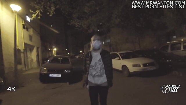 public handjob with surgical gloves and facemask : Cums