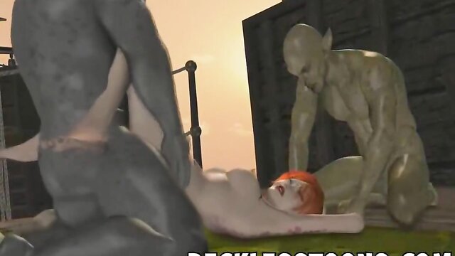 Red head - red headed beauty gets wild with three pirate monsters in hd hentai Bang