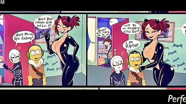 mom, milf, big butt - a sister with a big butt fucks her brother in a cartoon