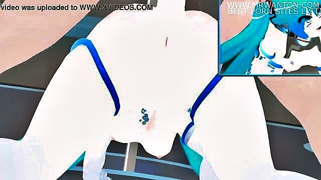 music, anal, cartoon - cartoonish 3d anal encounter with blue haired woman from music show