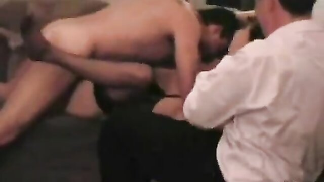 aged brunette gets creampied and ass licked in nylons : We