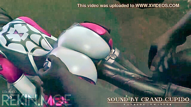 cartoon, big butt, pussy - widowmaker gets her pussy pounded by a monster cock in 3d animation