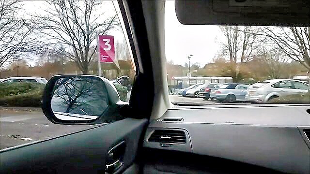 blowjob, british, brunette - british amateur gives pov blowjob and swallows two loads in public car park