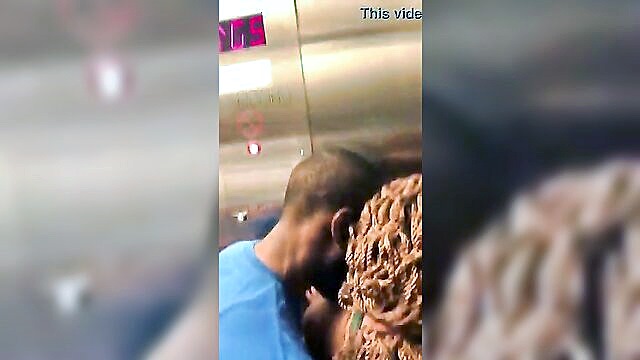 couple, ebony, public - amateur ebony couple gets rowdy in the public elevator