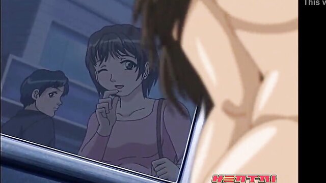 busty anime milf gets naughty in a car in public : Hentai Pros
