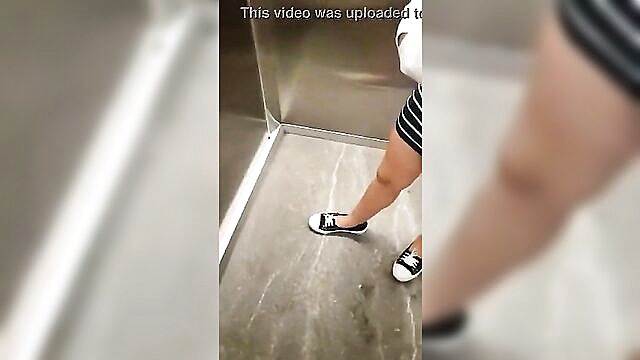 upskirt, shaved, panties - my sister exposes herself in the elevator