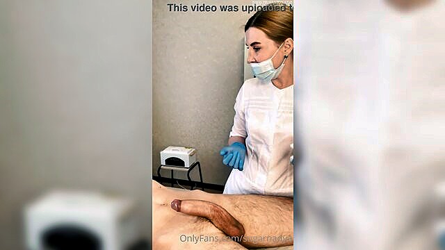 cum, cumshot, fetish - a patient experiences intense pleasure during a doctors examination