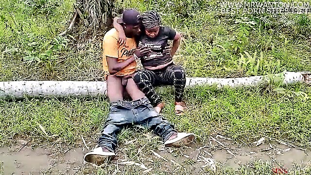 outdoor, masturbation, bbw - two college chaps venture into the wilderness for some outdoor escapades indulging in mutual self pleasure public sex and catering to a curvy ebony goddess with ample bosom