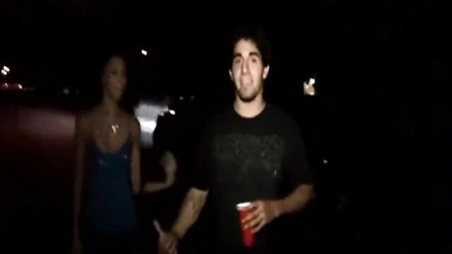 cumshot, blowjob, hardcore - young college party babe gets pounded in front of crowd
