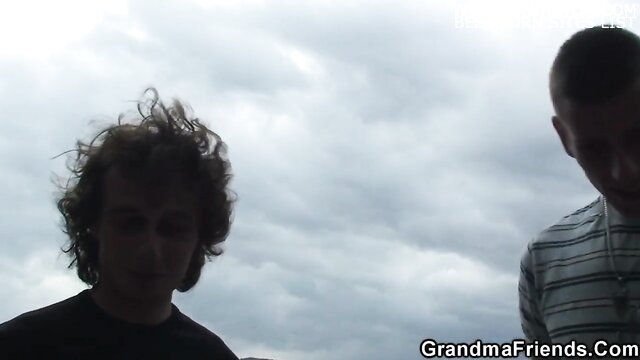 Ts - steamy threesome with voluptuous granny and boys by the sea Ts