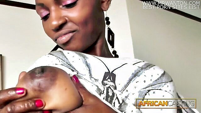 ebony, doggystyle, blowjob - amateur african girl with big natural tits gives a blowjob