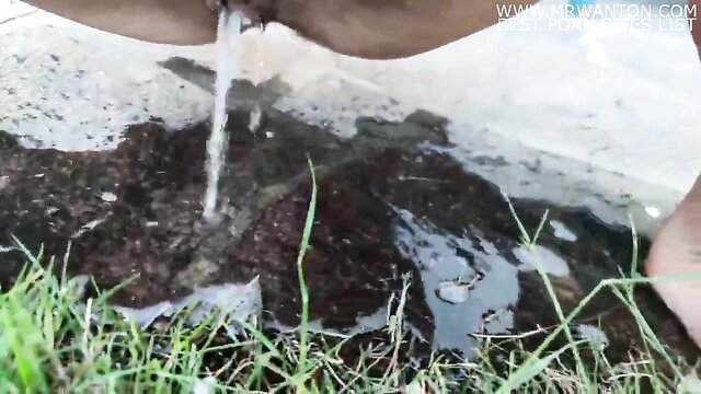 big clit, joi, amateur - college girl flaunts her big clit and pees outdoors
