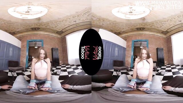 sis rolls all over bros cock in hd vr video : Virtual Taboo