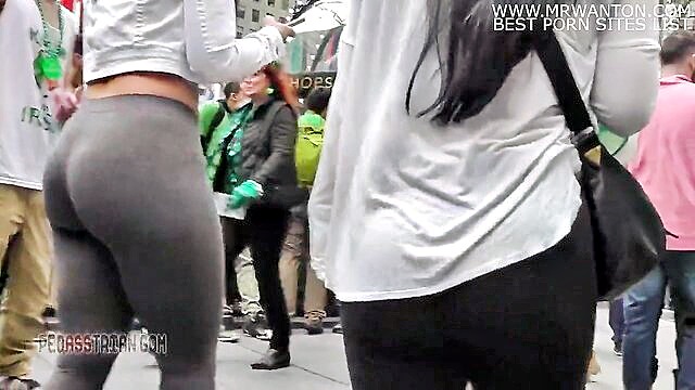 blonde pawg in grey tights enjoys a kinky parade encounter in hd : Pawg