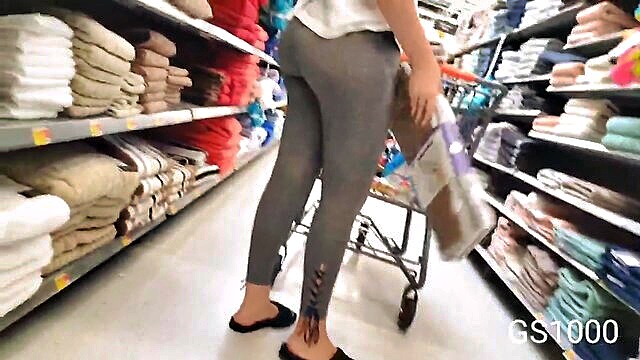 spandex, big butt, milf - seductive milf shows off her big bouncing rear in transparent pants and spandex