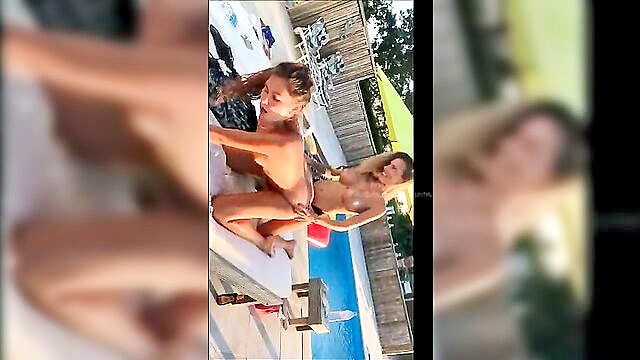 Siswet - three women indulge in lesbian strapon fun around the pool