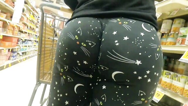sensual mature woman teases with wedgie in public : We