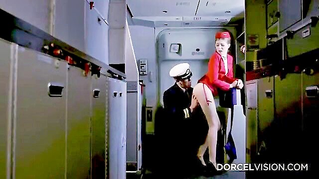 Lucy Heart, Rhiannon Ryder - part 2 inflight seduction featuring airline stewardess in nylon stockings