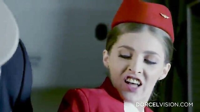 Lucy Heart, Rhiannon Ryder - stewardess seductions in nylon stockings compilation with orgasm