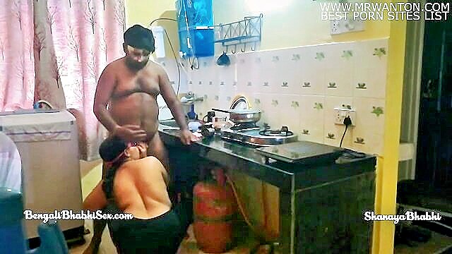 interracial, blowjob, hardcore - indian stepmoms kitchen seduction leads to steamy interracial action