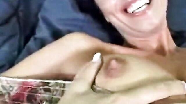 blowjob, anal, big tits - pov of a hot brunette giving a titfuck and anal sex