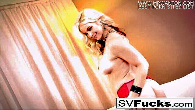 Sarah Vandella - sarah vandella the attractive blonde indulges in self pleasure using a large sex toy while adorned in lingerie stockings and high heels this solo performance also features classical music for added ambiance Puba