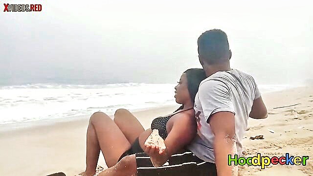 cum, pussy, cumshot - romantic beach date leads to passionate sex and cum on trannys pussy