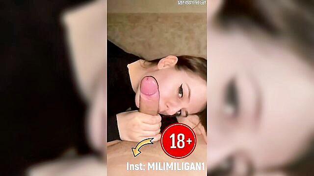 Katy Milligan - young russian girl gives a sloppy blowjob in 60fps