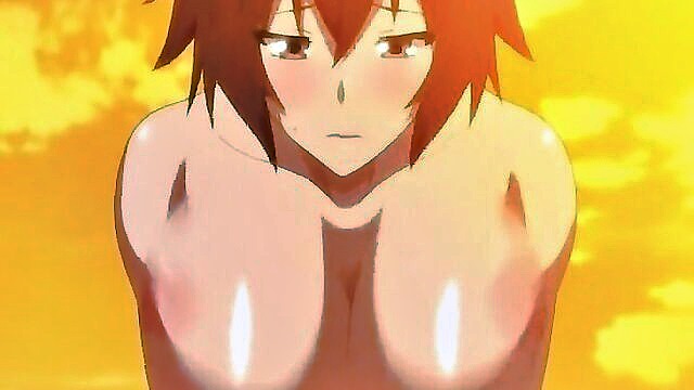 anime, big tits, cartoon - hentai red head pov