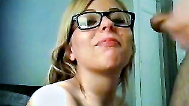 amateur, blowjob, blonde - nerdy facial cumshot