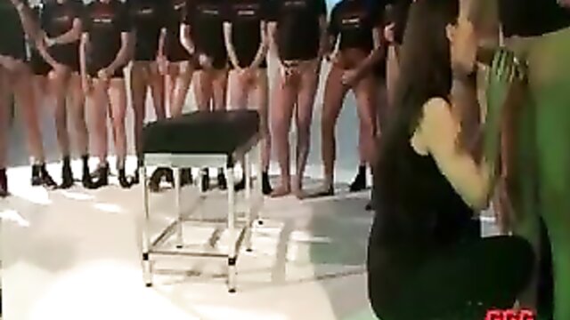 brunette, bukkake, blowjob - brunette gangbang