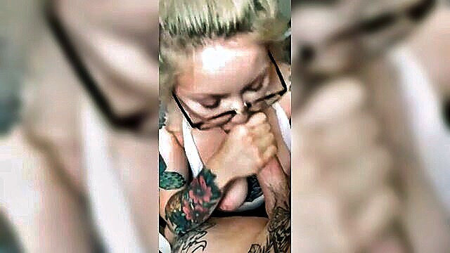 blowjob, amateur, blonde - tattooed blonde pov