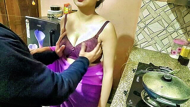 birthday surprise, brother step sister sex, desi - sonnie surprises indian stepmom with inhaling kitchen intercourse on his bday