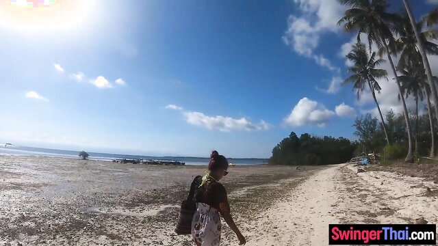 public sex, beach, public - beach sex with asian babe