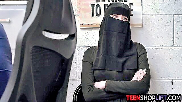 office, muslim, big cock - naughty security officer orders blonde teen to strip take it in the office