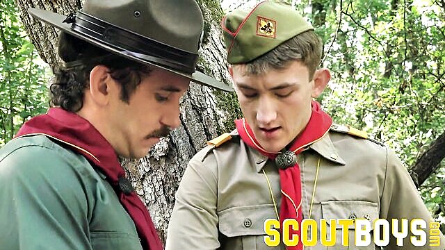 big dick, gay scoutboys, bareback - see how scoutmaster’s large penis goes wild in the woods with his young and obedient wife