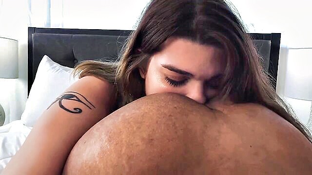 hardcore, shemales, domination - a hot homemade video of a long haired brunette doing a rough anal sex in bed with a big cock