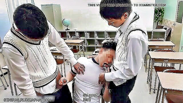 threesome, classroom, gym - classroom sex with skinny girls