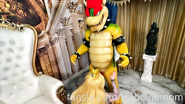 big ass, cosplay, huge tits - bowser has big boobs and receives a deep blow job in the anime porn film bishoujo mom